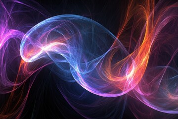 Colorful abstract light waves on a dark background, ideal for creative designs.