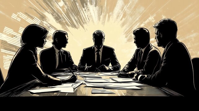 Meeting minutes illustrated as a vital tool for tracking decisions, action items, and next steps in business meetings, illustrations