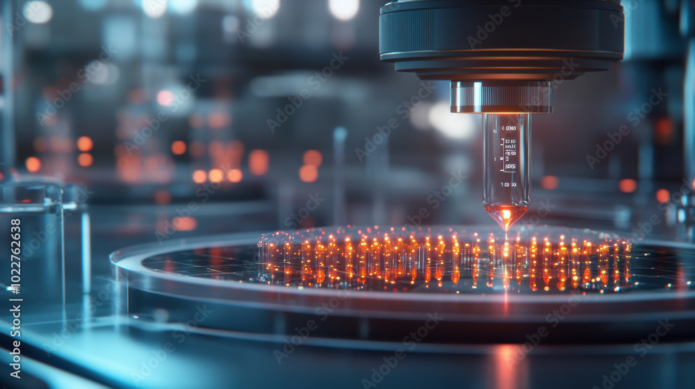 Poster automated system testing drug toxicity levels in laboratory setting showcases advanced technology an