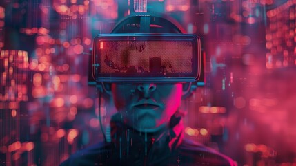 Person experiencing the metaverse virtual world through smartphone interface, showcasing blockchain and futuristic technology concepts