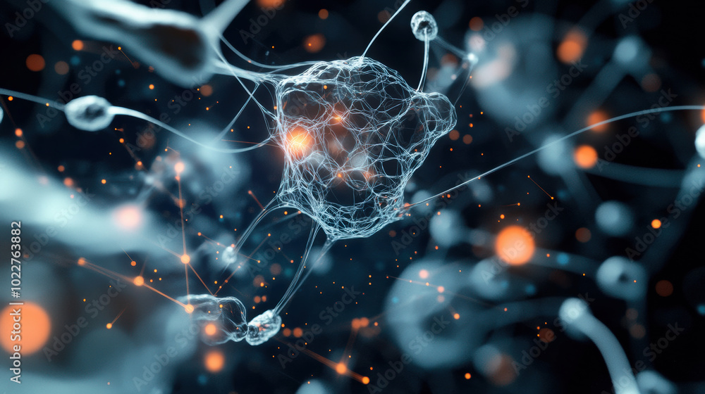 Poster detailed visualization of drug targeting specific protein, showcasing intricate cellular structures 