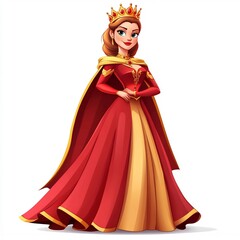 Obraz premium Cartoon Queen on a White Background