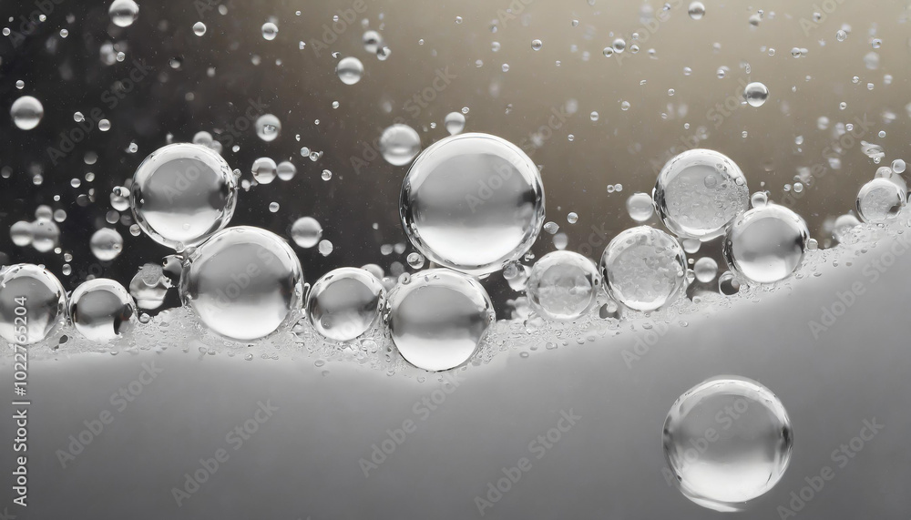 Aufkleber bubbles rising in clear water against a light background, creating a mesmerizing pattern and reflect