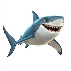 Cartoon Shark on a White Background