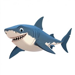 Obraz premium Cartoon Shark on a White Background