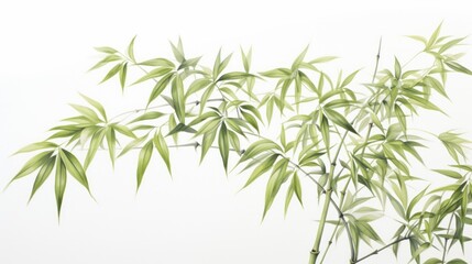 Fototapeta premium Bamboo plant isolated on a white background. Part of bamboo stems with leaves. Neural network ai generated art