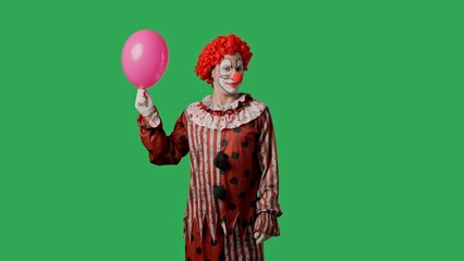 Funny clown on green screen chroma key. © kinomaster