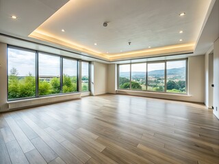 Fototapeta premium Spacious Empty Room with Minimalist Design, Natural Light and Neutral Color Palette for Versatile Use