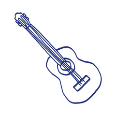 Guitar ukulele. Musical instrument line sketch. Outline black and white vector illustration
