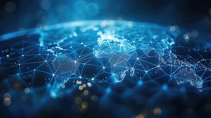 Abstract news concept with blue lines connecting with data.