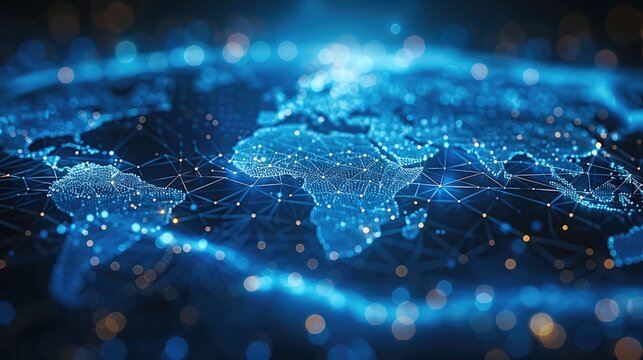 Abstract news concept with blue lines connecting with data.