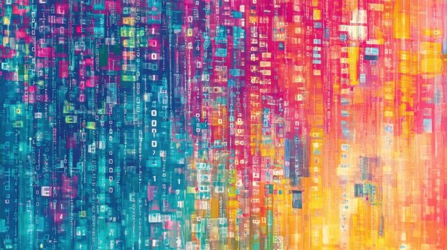 Colorful Abstract Binary Code Background Design