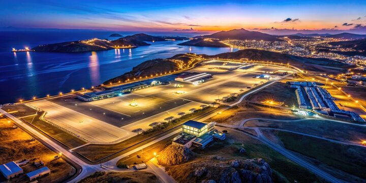Stunning aerial view of Mykonos Airport showcasing the beautiful landscape of Greece's iconic island