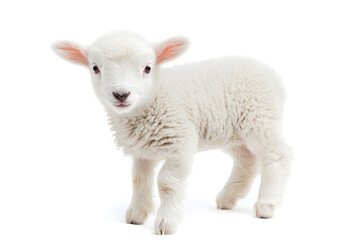 Fototapeta premium Small cute lamb, isolated on white background