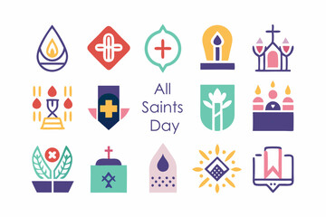 Abstract minimalist icons for all saints day design and decorations