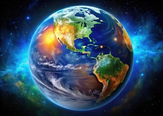 Fototapeta premium Stunning Animation of Earth Rotating in Space with Vibrant Colors and Detailed Planetary Features