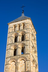Tower of the historic San Esteban church in Segovia, Spain