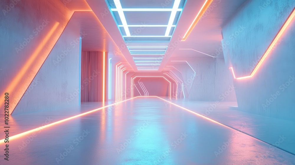 Aufkleber abstract futuristic empty room showcasing a sci fi corridor with lighting ideal for product displays