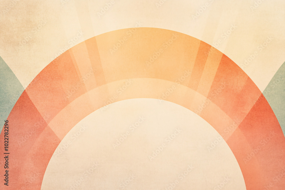 Poster gentle abstract composition with overlapping circular forms in warm tones creating a peaceful and in