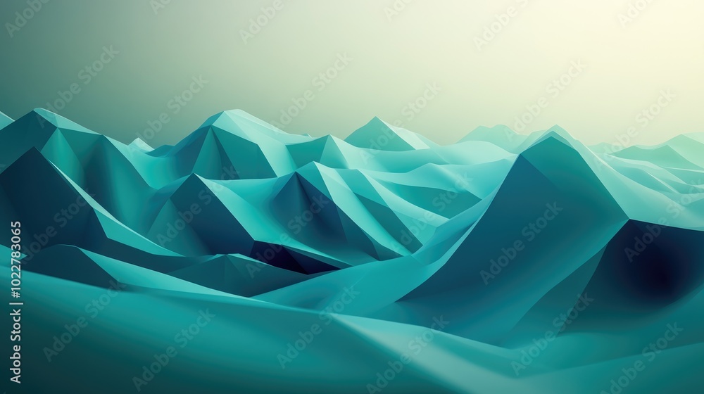Aufkleber Abstract geometric background rendered in 3D featuring modern gradient colors in a low poly style with a 3D surface providing gradient copy space