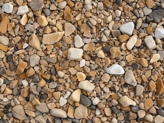 Naklejka premium Heap of Sand, Gravel, Pebbles and Concrete Mix for Construction Closeup, Sandy Ground with Small Stones