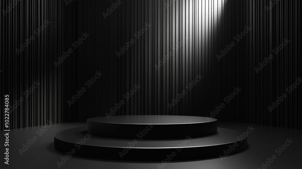 Poster Abstract branding background featuring a black podium concept for branding presentations 3D rendering illustration