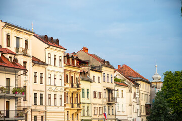 Ljubljana city on the banks of Ljubljanica river