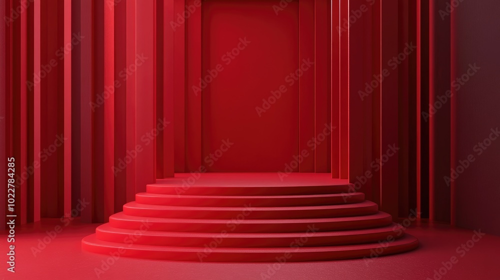 Poster 3d rendering of a red geometric backdrop suitable for commercial advertising