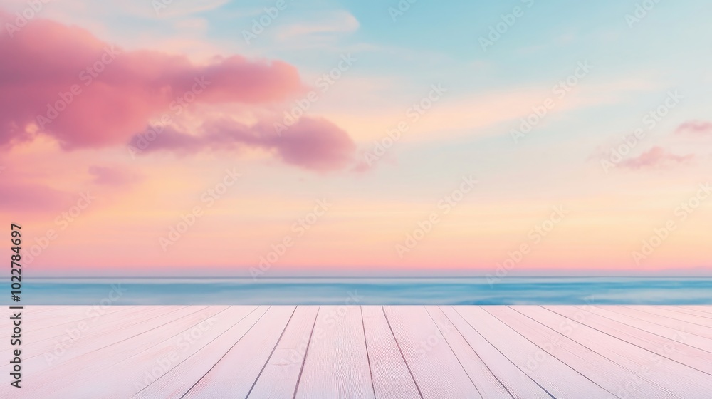 Poster blurred pastel gradient sunset background with soft nature at sunrise serene beach view with a resor