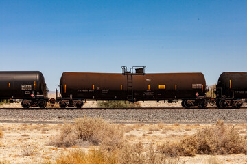 Freight cars in California desert
