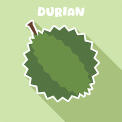 Durian fruit Icon Vector with Colorfull fresh modern design.flat design fruits sticker. suitable for children's learning.