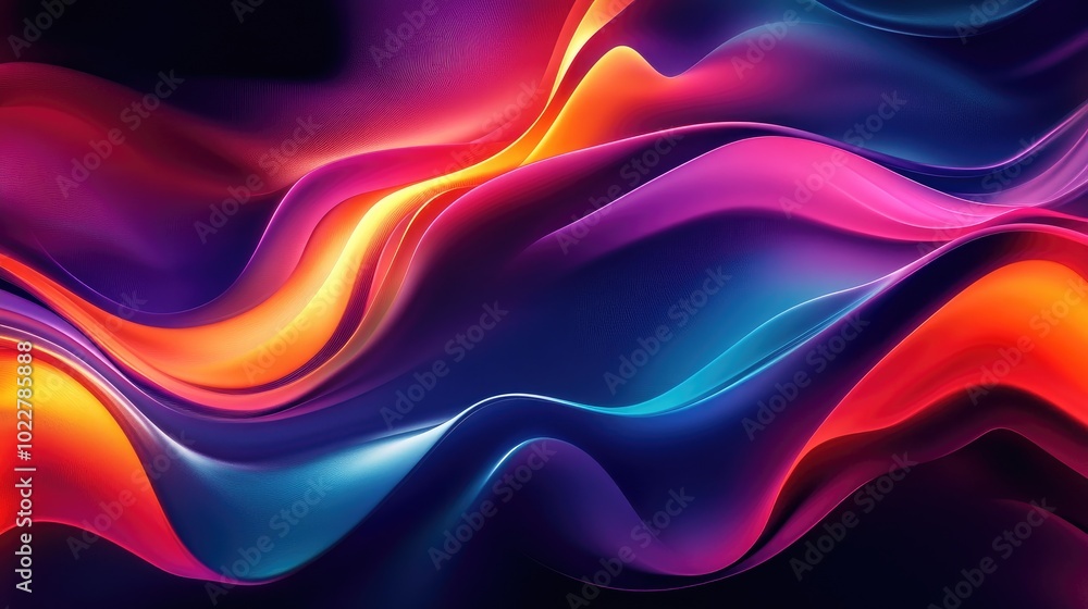 Poster Abstract background featuring a vibrant wave design with colorful light elements