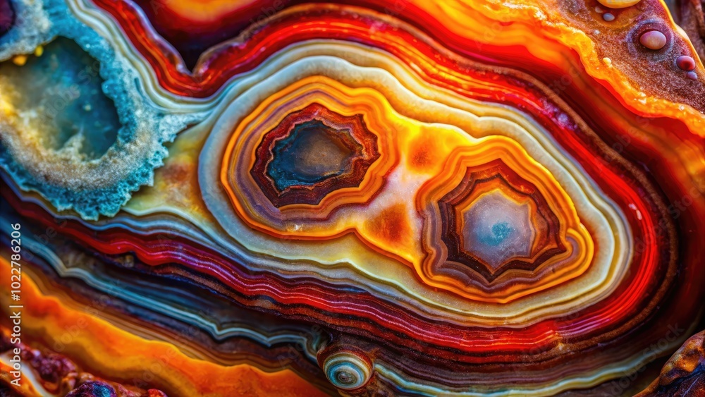 Poster stunning close-up of colorful agate stone with unique patterns and textures for natural decor use
