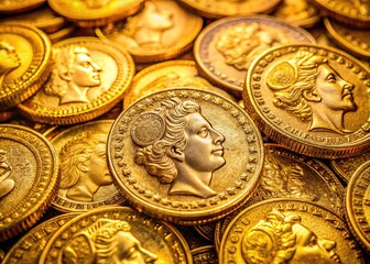 Stunning close-up of British pound gold coins showcasing intricate designs and rich golden hues