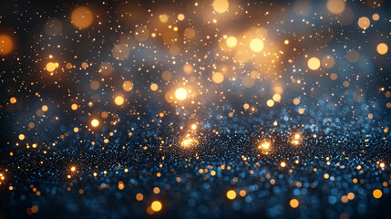 Fototapeta premium Blue and gold Abstract background with a bokeh effect and sparkling accents