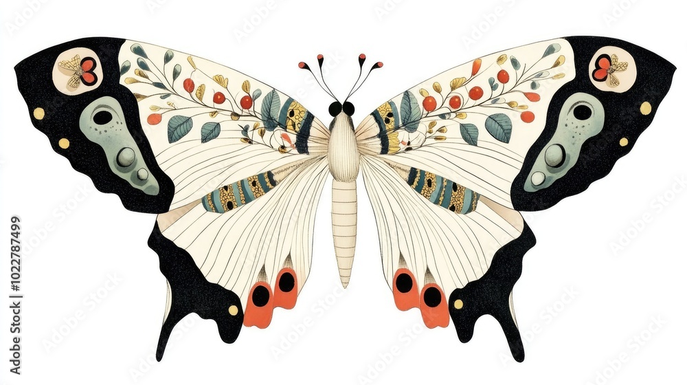Poster Beautiful butterfly isolated on a white background With clipping path