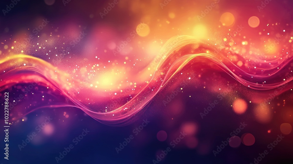Poster Abstract artistic background featuring a colorful dynamic curve showcasing beauty and elegance with a chaotic yet harmonious flow resembling a disco inspired energy concept