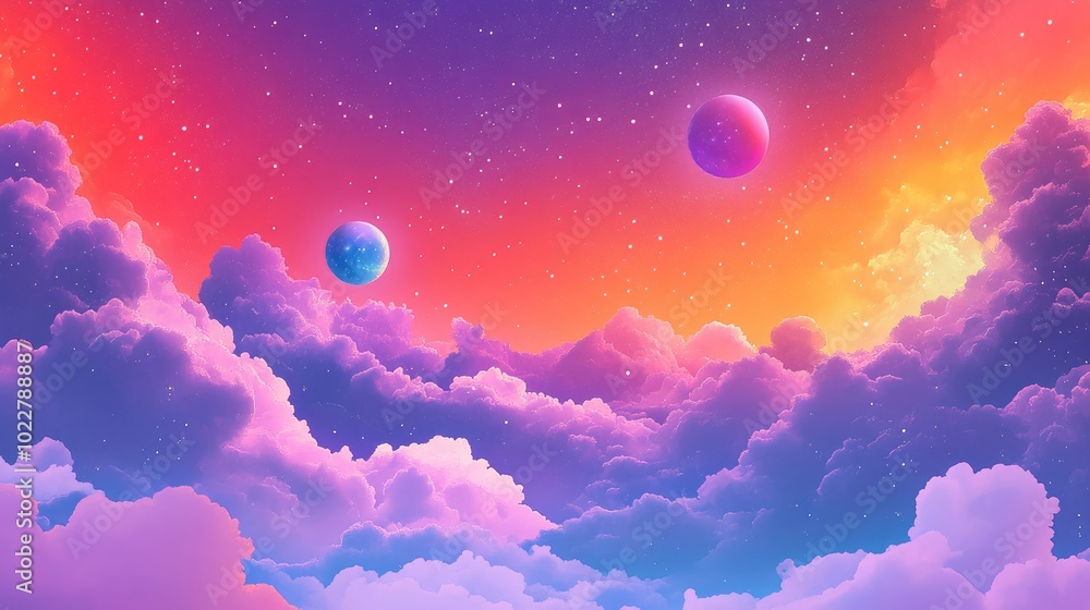 Poster abstract colorful digital painting art space galaxy universe backdrop stars and nebulae science and 