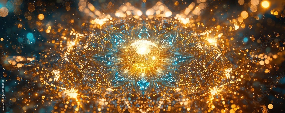 Poster a mesmerizing abstract pattern filled with vibrant colors and glowing lights, evoking a sense of won