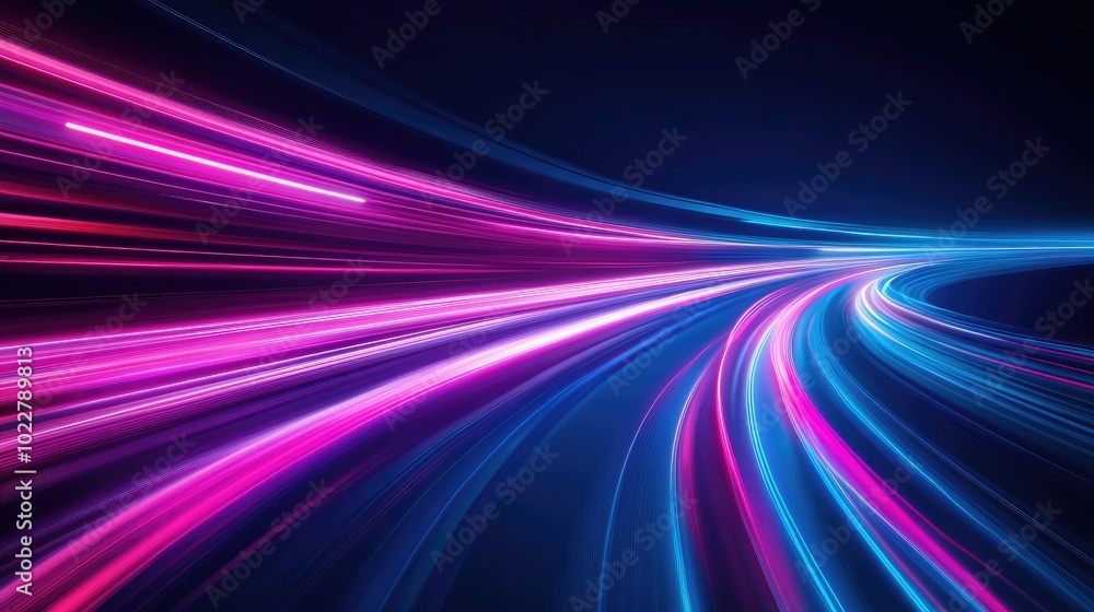 Aufkleber Abstract Neon Dark Background With Long Exposure Light Trails Futuristic Technology Design Featuring Motion Effect High Speed Light Streaks Dynamic Motion Backdrop