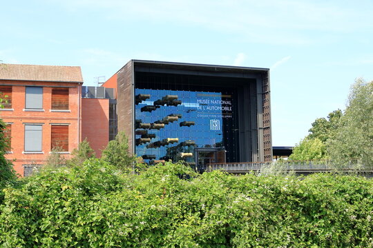 Mulhouse, Alsace, France - August 23 2024: Cit&eacute; de l'Automobile National Museum Schlumpf Collection - World's Largest Automobile Collection in an car museum from outside