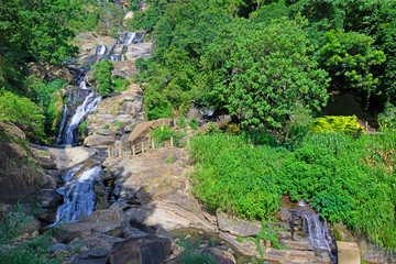 Early morning sun on Ravana Waterfall, Ella, Sri Lanka.