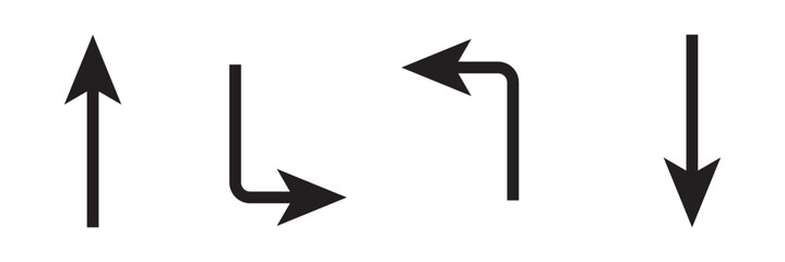  go straight this way one way only u turn left and right arrow direction sign, vector illustration isolated on a white background