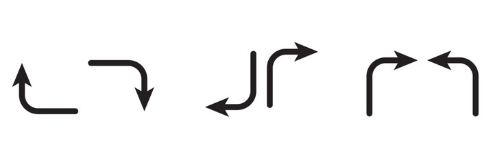 go straight this way one way only u turn left and right black arrow sign vector illustration.