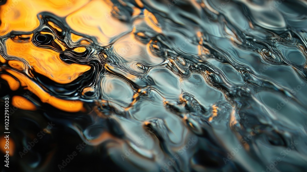 Poster Abstract black patterns on glass surface creating a fantastical visual effect
