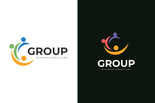 People group with letter c logo design for community, coaching and teamwork vector logo template