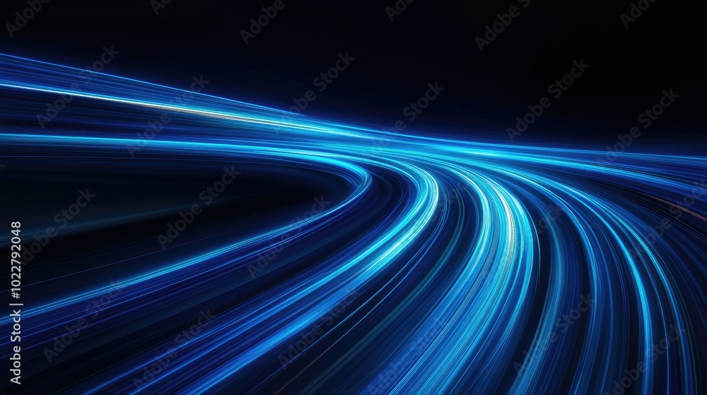 Aufkleber abstract blue long exposure motion light trails on dark background futuristic technology design dire