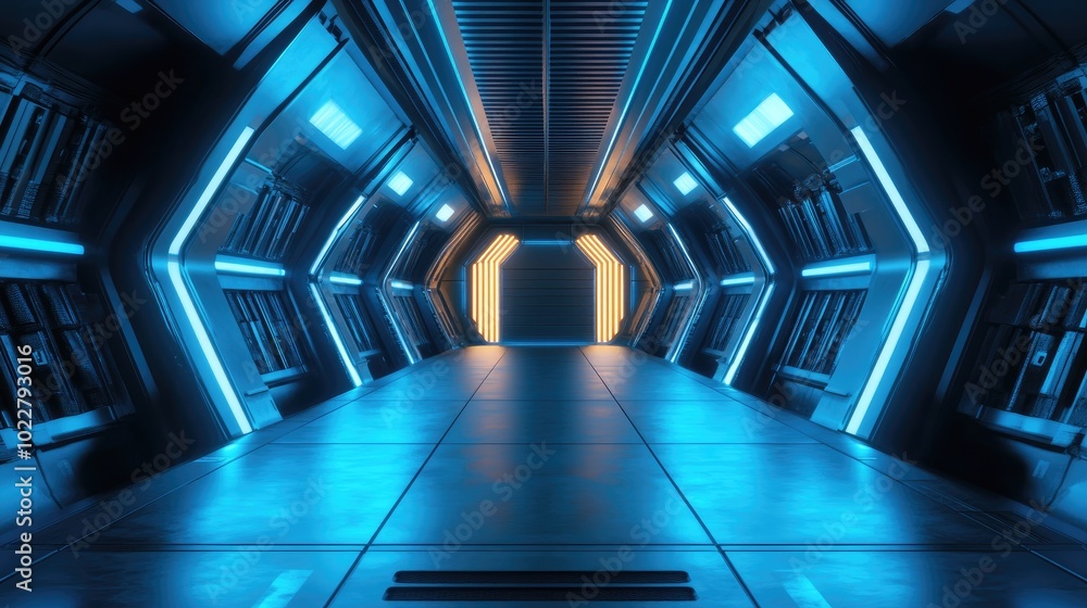 Aufkleber abstract futuristic empty room showcasing a sci fi corridor with lighting ideal for product displays