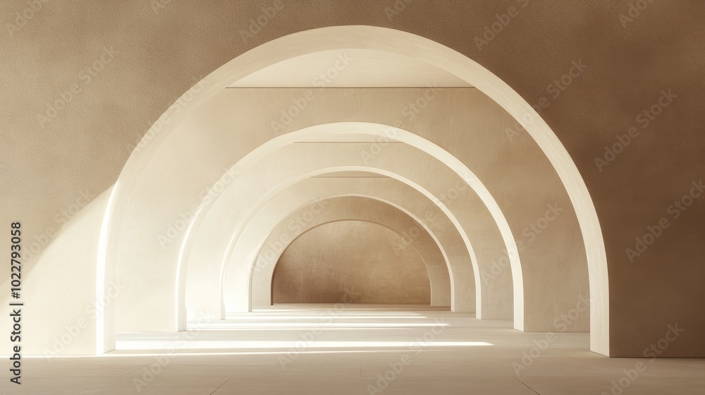 Poster Abstract architectural background featuring an arched interior in a 3D render