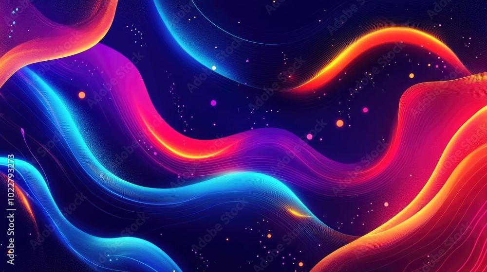 Poster Colorful Neon Liquid Digital Art Abstract Flowing Background Design Gradient Dynamic Shape Overlay Warped Vibrant Glass Texture Holographic Wavy Transition Effect